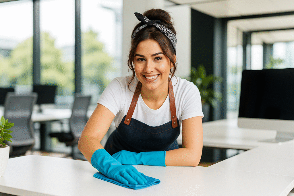 Schoonmaker in kantoor